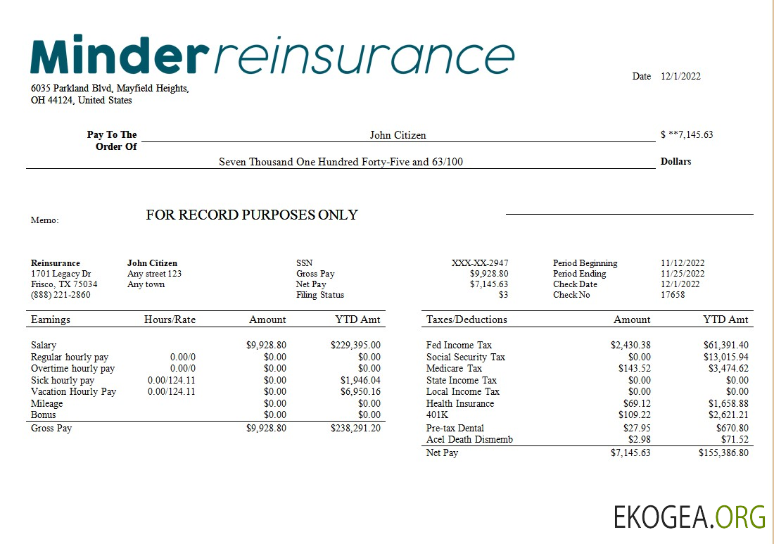 modèle de paie des sociétés de réassurance aux formats Word et PDF
